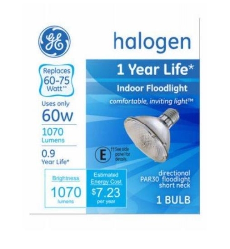 22883 Halogen Bulb, 60 W, Medium Lamp Base, PAR30 Lamp, 1070 Lumens, 9 years Average Life