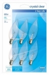 75226 Candle Light Bulb, 60 W, CA10 Lamp, Candelabra Lamp Base, 650 Lumens Lumens, 2650 K Color Temp