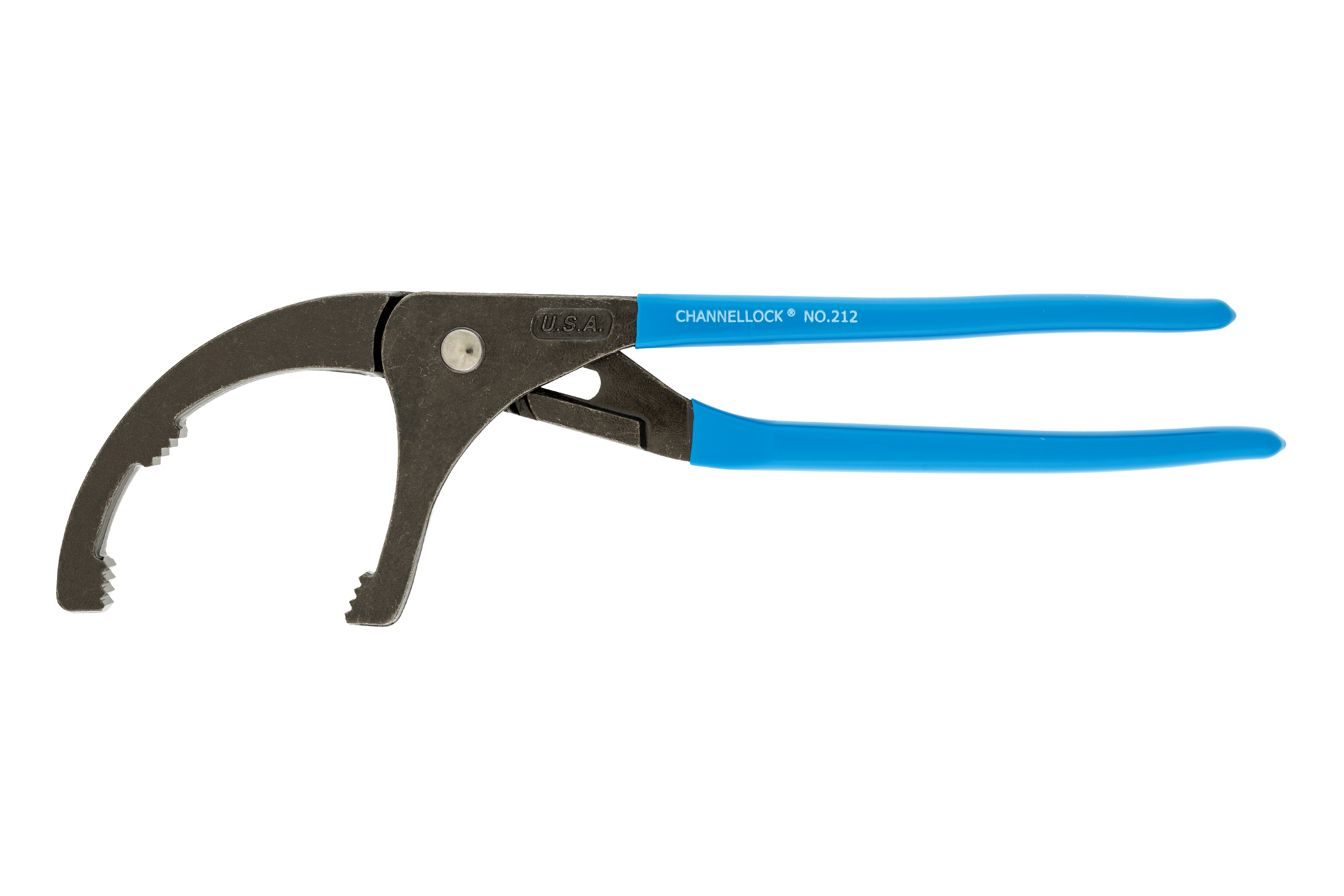 CHANNELLOCK 212 Oil Filter Plier, 12 in OAL, 4-1/4 in Jaw Opening, Blue Handle, Comfort-Grip Handle, 2-1/2 in L Jaw