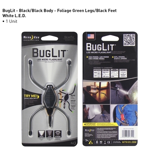 BUGLIT Series BGT12W-07-0112 Flashlight, Micro, 2016 Battery, Lithium Battery, LED Lamp, 50 ft Beam Distance