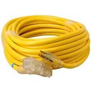 CCI 043888802 Extension Cord, 10 AWG Cable, 50 ft L, 15 A, 125 V, Yellow
