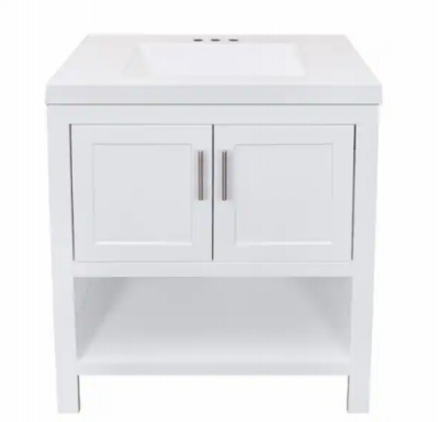 80-8114-0-1611 Serenity Bathroom Vanity, White, 30 in