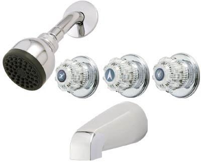 HomePointe Series 145719MC Tub and Shower Faucet, 1.8 gpm Showerhead, 3-Handle, Acrylic, Chrome Plated