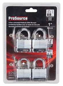 HD-3DX4-3L Padlock Set, Standard Shackle, 1/4 in Dia Shackle, 1-1/4 in H Shackle, Steel Shackle, Steel Body, 4 Pack