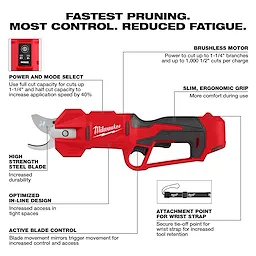 2534-20 M12 Cordless Brushless Pruning Shear, 12 V, 1-1/4 in Cutting Capacity, TOOL ONLY