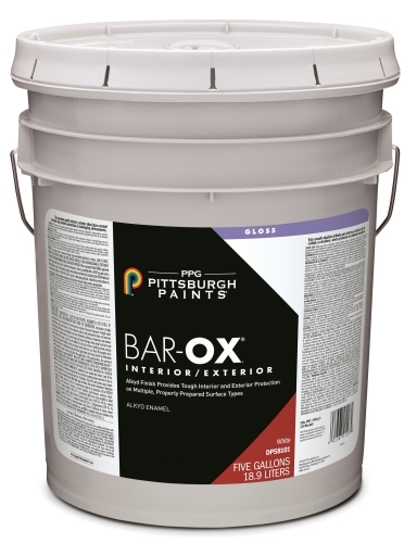 BAR-OX DP Series DP58101-05 Enamel Paint, Gloss, White, 5 gal, Can, Application: Brush, Roller, Spray