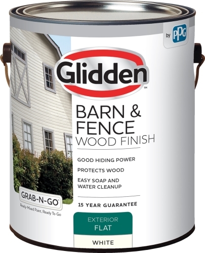 GRAB-N-GO GLBFEX10WH-1 Barn and Fence Wood Finish, Flat, White, Liquid, 1 gal