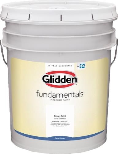 Fundamentals GLFIN30WH/05 Latex Paint, Semi-Gloss, White, 5 gal