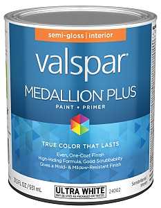 Medallion Plus 2700 028.0024002.005 Latex Paint, Acrylic Base, Semi-Gloss Sheen, Ultra White Base, 1 qt