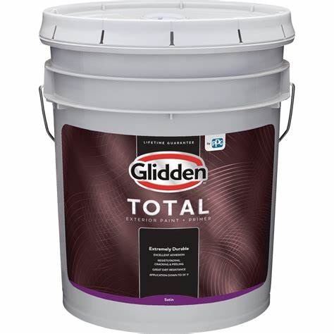 Total GLTEX40WB/05 Exterior Paint and Primer, Satin, White, 5 gal
