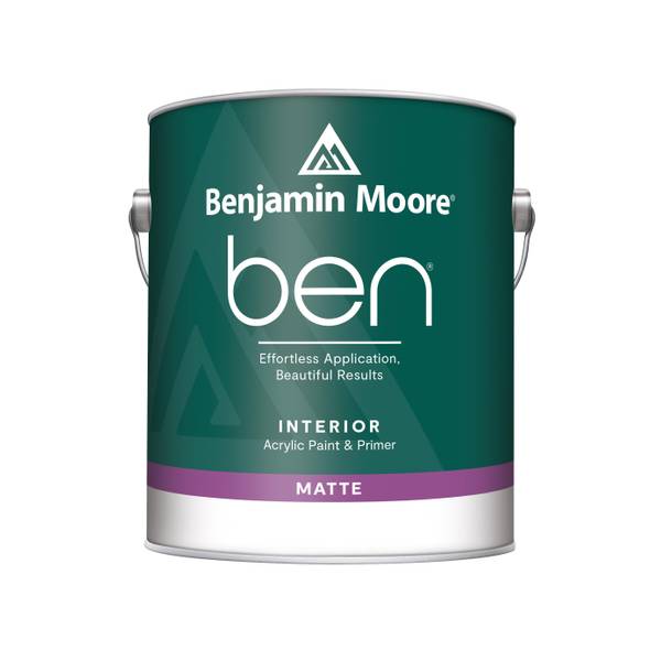 ben N624 Series N624-1X-001 Interior Paint, Matte Sheen, 1X Tint, 1 gal