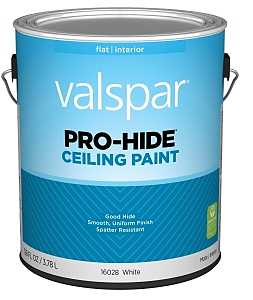 Pro-Hide 16028 028.0016028.007 Ceiling Paint, Flat, White, 1 gal, Metal Pail, Latex Base