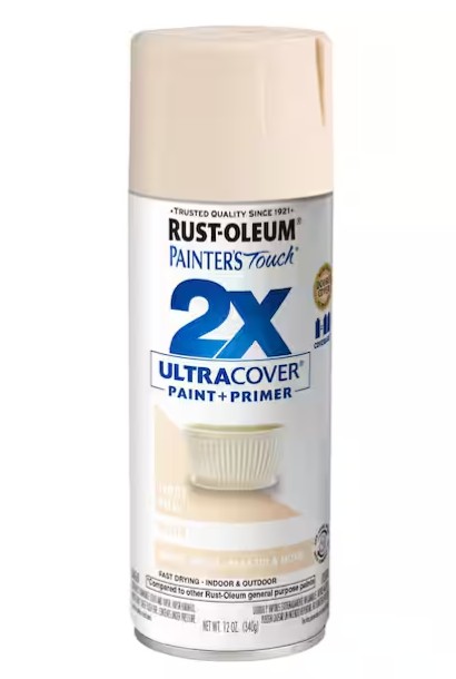 Painter's Touch 2X Ultra Cover 334073 Spray Paint, Satin, Ivory Silk, 12 oz, Aerosol Can, 8 to 12 sq-ft Coverage Area, 20 minute drying time, Oil Base, Exterior, Interior Use
