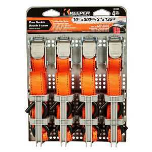 05105 Tie-Down, 1 in W, 10 ft L, Polyester, Orange, 300 lb, S-Hook End Fitting, 4 pk