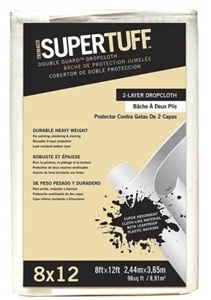 SUPERTUFF Double Guard 02601 Drop Cloth, 12 ft L, 8 ft W, Paper, White