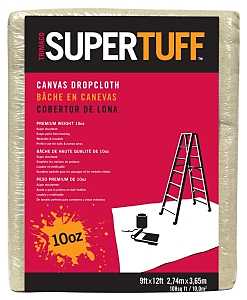 51121 Drop Cloth, 29 mil Thick, 12 ft L, 9 ft W, Canvas, Tan