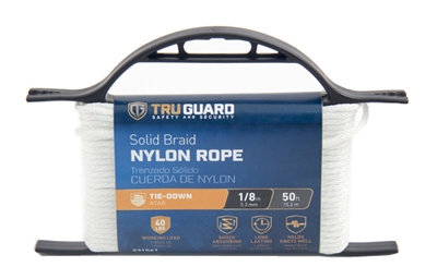 642151 Rope, 1/8 in Dia, 50 ft L, #4, 40 lb Working Load, Nylon, White