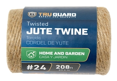 642071 4-Ply Twine, #24 Dia, 208 ft L, 4 lb Working Load, Jute, Natural