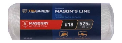 642551 Mason Line Twine, #18 Dia, 525 ft L, 8 lb Working Load, Nylon, White