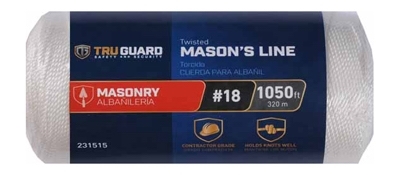 642571 Mason Line Twine, #18 Dia, 1050 ft L, 8 lb Working Load, Nylon, White