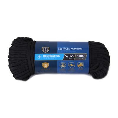 642671 Paracord Rope, 5/32 in Dia, 100 ft L, #5, 110 lb Working Load, Nylon, Black
