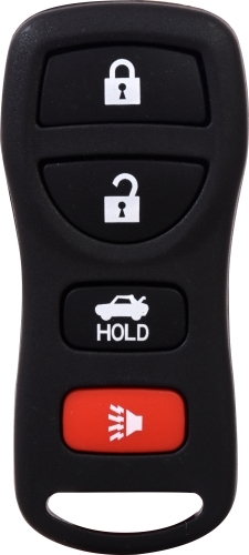 CP013D Remote Key Fob, 4-Button, Plastic, Black