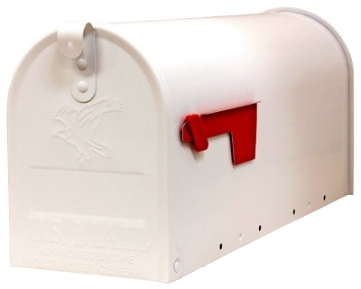 E11600W00 Mailbox, 1475 cu-in Capacity, Steel, Galvanized, 8.7 in W, 22.6 in D, 10.9 in H, White