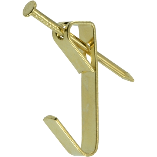 24522 Picture Hanger, 20 lb, Brass, 5/PK