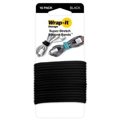 Wrap-it Silicone Bands Black (16 Pack)