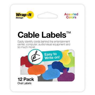 Wrap-it Cable Labels, Regular Multi Colored (12 Pack)