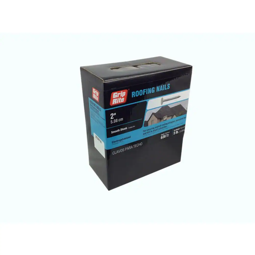 2HGRFG5 Roofing Nail, 2 in L, 11 ga, Wide Flat Head, Steel, 690/BX