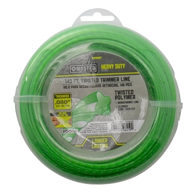 245861 Trimmer Line, 0.08 in Dia, 140 ft L, Polymer, Green