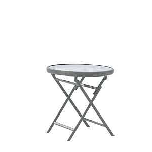 151502 Patio End Table, Round Table, Steel Table, Brown Table
