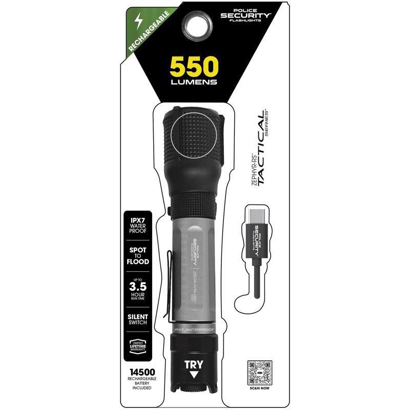 97712 Flashlight, 3.7 V, Lithium-Ion Battery, LED Lamp, 550 Lumens, 78 m Beam Distance, 2.5 hr Run Time