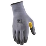 691-L-020 Gripper Grip Gloves, Men's, L, Saddle Thumb, Nitrile Coating, Nylon, Gray/Yellow