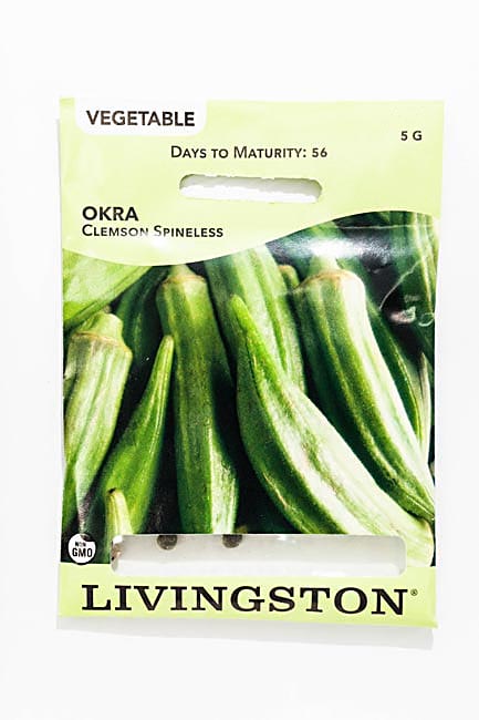 Y4490 Clemson Spineless Okra Seed, Okra, 5 g Pack