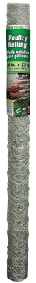 308465B Poultry Netting, 25 ft L, 36 in W, 20 ga, Hexagonal Mesh, 2 in Mesh, Steel, Galvanized