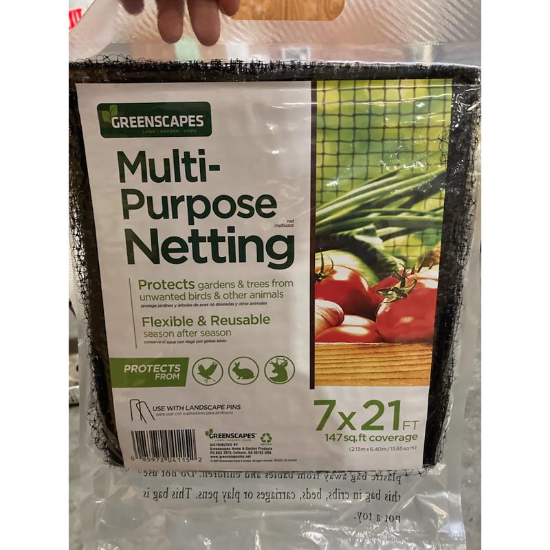 46639 Garden Netting, 21 ft L, 7 ft W, Polypropylene, Black