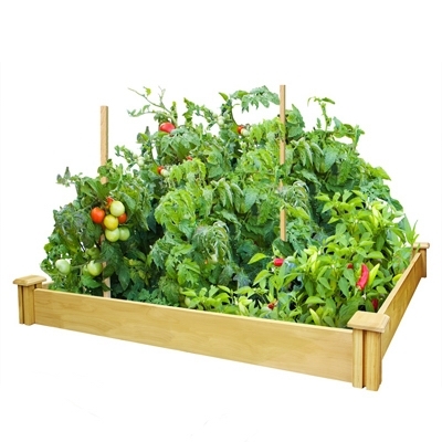 RCMG4S4B Raised Garden Kit, 4 ft L, 4 ft W, 5-1/2 in H, Cedar Wood, Brown