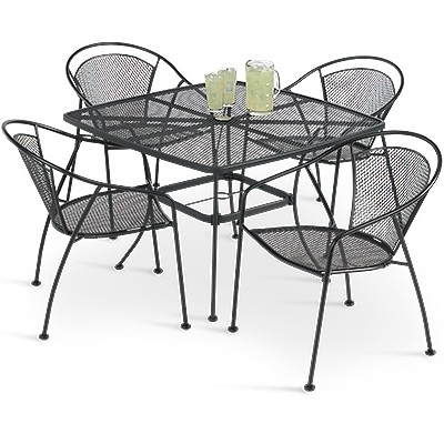 1142-QRXU-TV Dining Table, 44 in W, 4 in H, 43 in L, Steel Rectangle Table, Black, Chairs Sold Separately