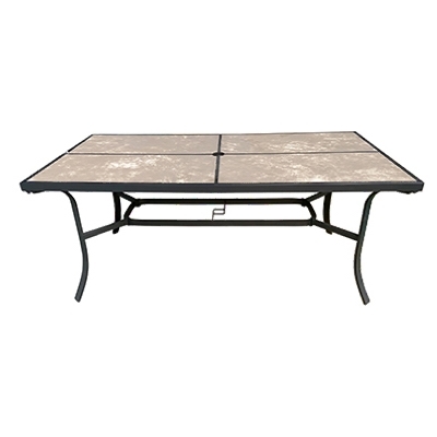 Four Seasons TV21300 Campton Dining Table, 70 in W, 28.74 in D, 38 in H, Glass/Steel, Rectangle Table, Grey Slate Table