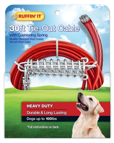Pet Expert PE223857 Dog Tie-Out, Heavy-Weight, Swivel Snaps End, 30 ft L Belt/Cable, Steel