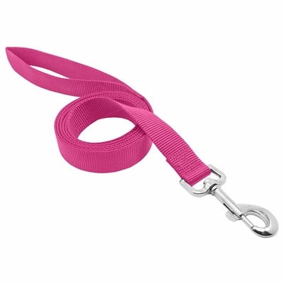 Pet Expert PE223999 Dog Leash, 6 ft L, 1 in W, Nylon Line, Pink, L Breed