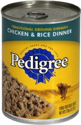 01907 Dog Food, Wet, Chicken & Rice Ground Dinner, 13.2 oz, Can