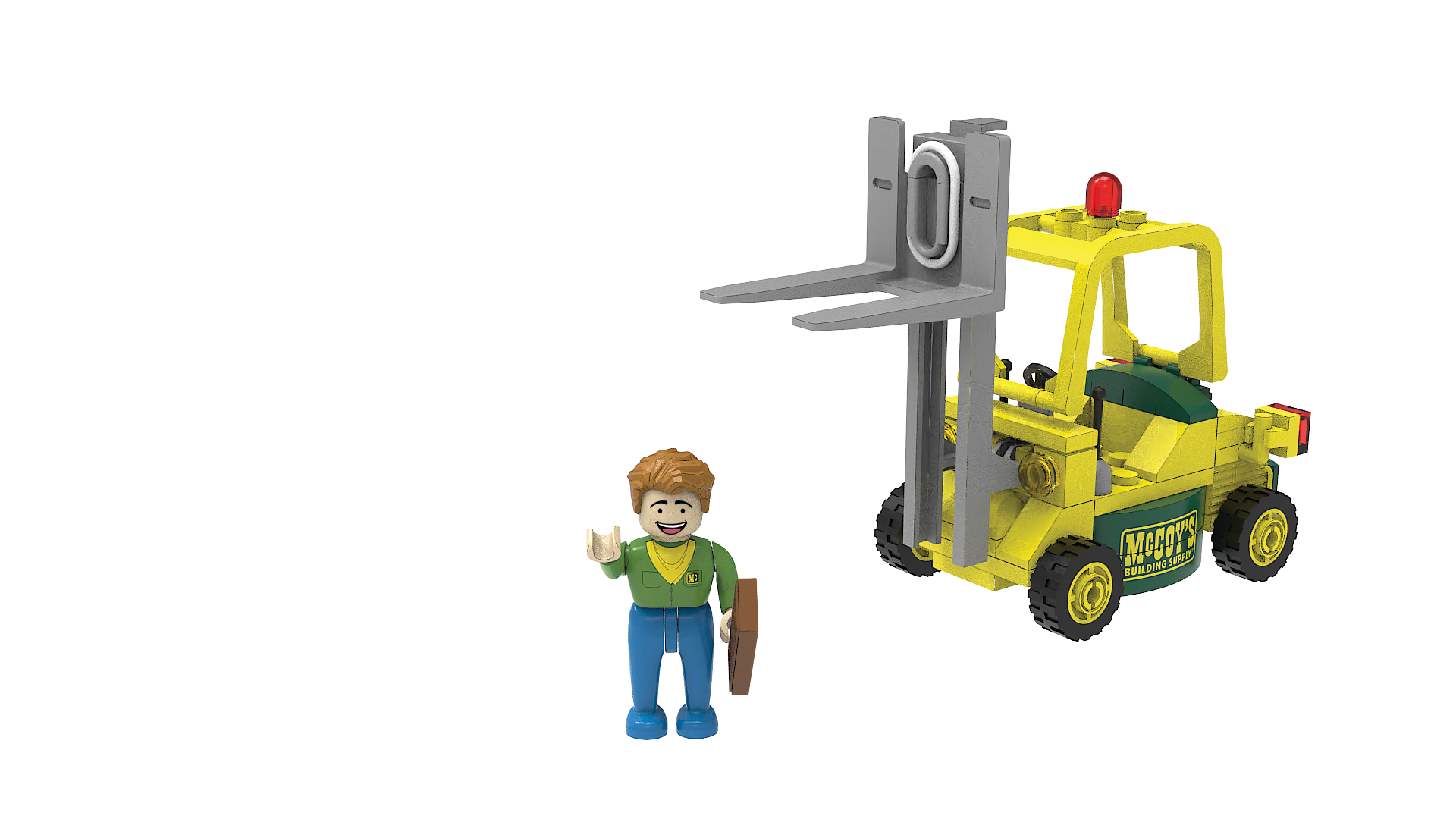MCC001 McCoy's Forklift Brick Set, Yellow and Green