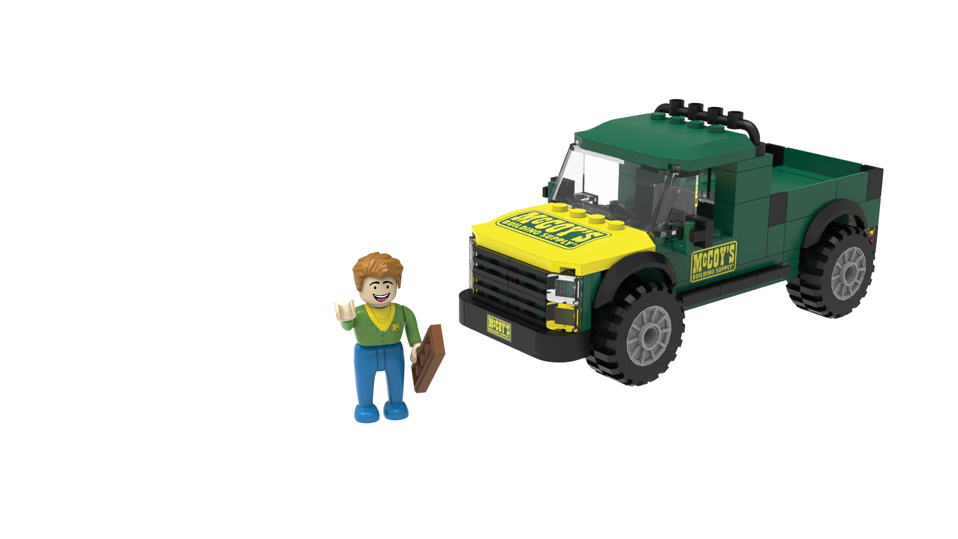 MCC002 McCoy's Pickup Truck Brick Set, Yellow and Green