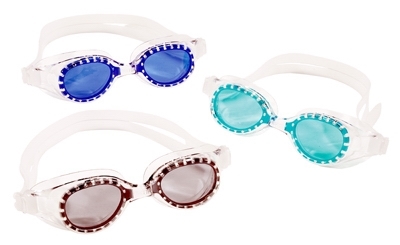 AQG2124A1 Swim Goggles, UV400 Shatter-Resistant Lens, Clear Lens, Assorted Frame, Adjustable Strap
