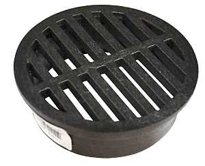 0440SDB Drop-In Drain Grate, 4 in Dia, 4 in L, 4 in W, Round, Polyethylene, Black
