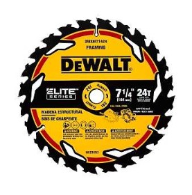 ELITE Series DWAW71424B10 Circular Saw Blade, Multi Material , 7-1/4 in Dia, 5/8 in Arbor, 24-Teeth, Tungsten Carbide Cutting Edge