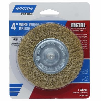 50585-038 Wire Wheel Brush, 4 in Dia, 1/4 in Arbor/Shank